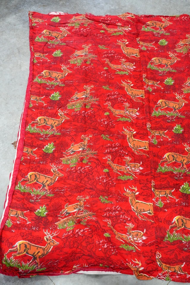 Saco de Dormir Caza Vintage Coleman Franela Forrado Cierva Roja y Ciervo Buck Foto 4 de 4