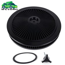 14 X 2 Black Air Cleaner Set Thru High Flow Washable W Chrome Lid For Sbc Bbc