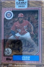 2022 JUAN SOTO TOPPS CLEARLY AUTHENTIC 1987 TOPPS BB AUTO RED JUAN SOTO 17/50