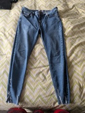 New Look distressed Jenna Blue Frayed Hem Skinny ankle Jeans Size 14  L27