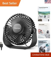 USB Desk Fan, 3 Speeds Strong Airflow, 5.5 Inch Portable 90  Rotate Quiet Coo...