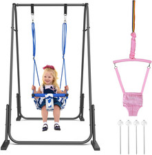 2 in 1 Baby Jumper and Swing, Toddler Swing Set with Foldable Stand, Ages 6 Mont