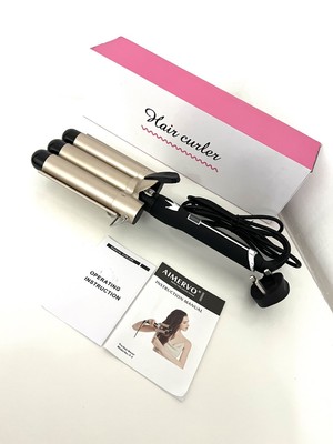 Meerjungfrau Haar Waver 32 mm 3 Fass Lockenstab Stab lose Strandwellen
