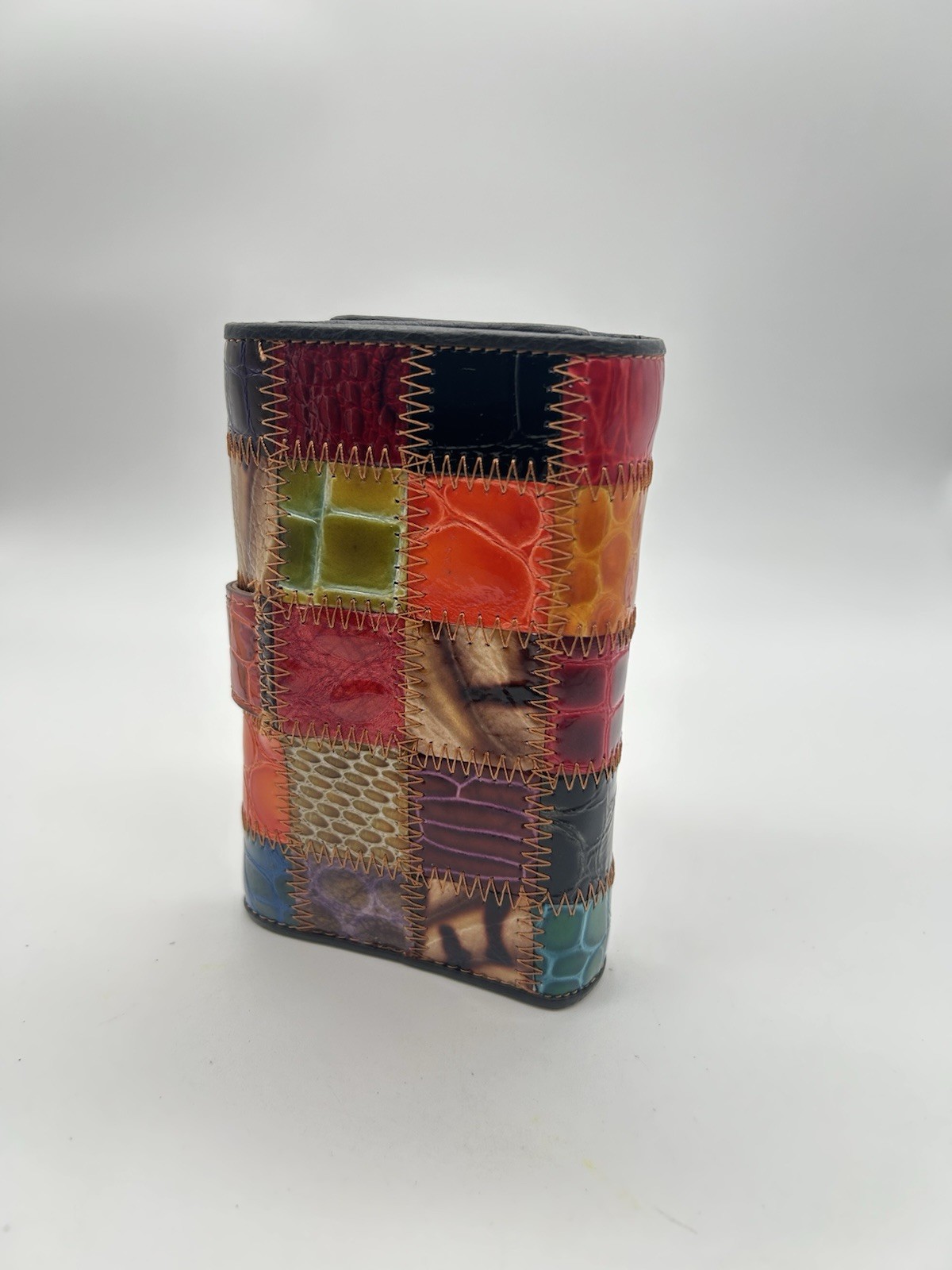 Genuine Leather Patchwork Wallet Multicolor Handc… - image 4