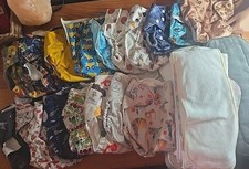 Huge Lot Of 17 Diaper Cover Adjustable 35 Inserts