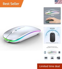 Wireless Bluetooth Mouse Rechargeable Laptop Mice with LED Lights Silent Slim...