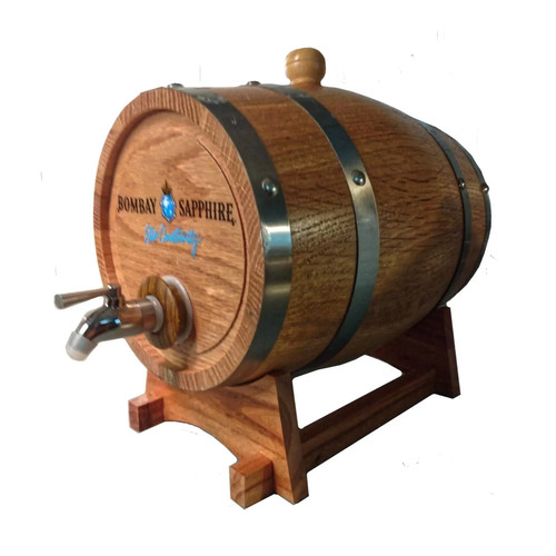 HTF Rare Bombay Sapphire Gin Oak Barrel Dispenser Promo Stir Creatively Barware