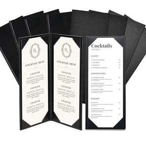 WeChef 4.25x11" Menu Covers Holders 5 Pcs 1 View & 5 Pcs 2 View kit PU Leather