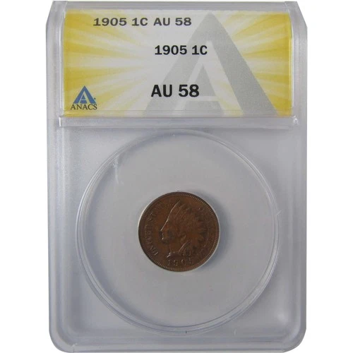 1905 Indian Head Cent AU 58 ANACS Penny 1c Coin SKU:I25042
