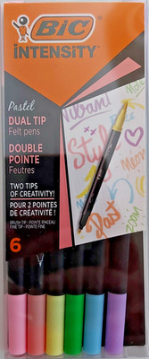 BIC Intensity Fasermaler Doppelspitze 6 Stück Pack Dual Tip Felt Pens 2in1 Brush