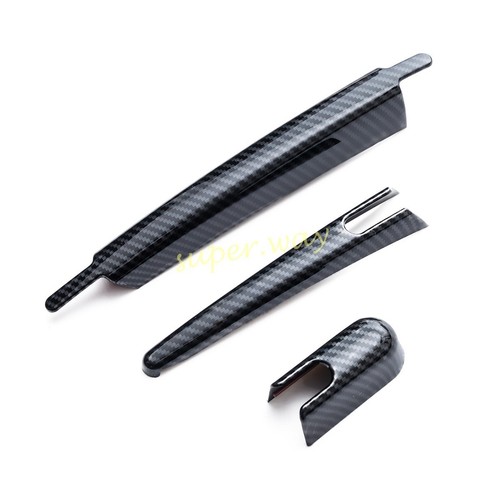 Unbranded Carbon Fiber Rear Window Wiper Cover Trim For 2022-2024 Mitsubishi Outlander – Self-Adhesive, ABS Plastic