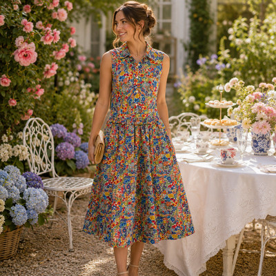 J Crew Liberty Floral Shirt Dress Size 2 Sleeveless Midi Margaret Annie Fabric