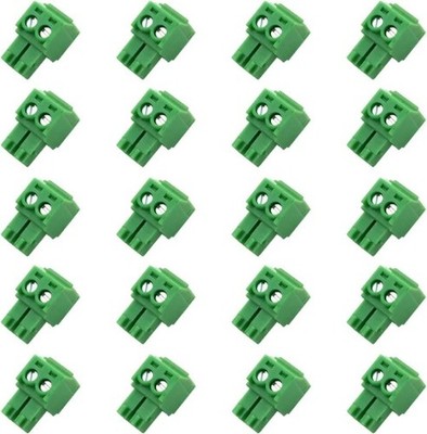 20PCS 2 Pin 3.5mm Pitch PCB Green Male Pluggable Terminal Block Size: 20Pcs 2P