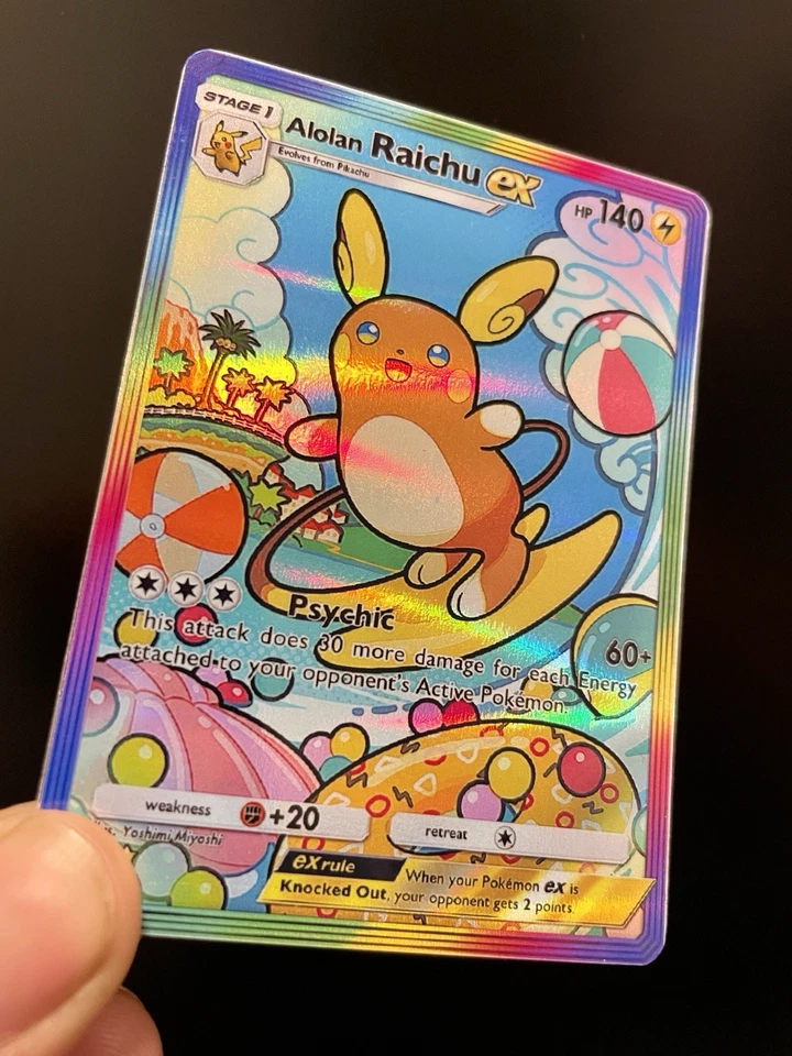 Fan Art Pokemon TCG Pocket Alolan Raichu EX Holo SIR | Celestial Guardians - Image 3 of 3