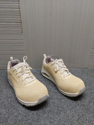Skechers Women Slip Resistant Shoes 8.5 Off White Lace Up Pointed Toe Casual