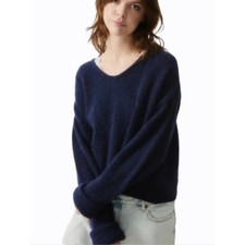 American Vintage Oversized Jumper East Sweater Long Sleeve V-neck Medium Alpaca