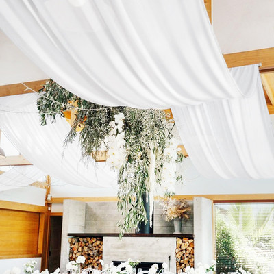 Showgeous 6 Panels White Ceiling Drapes For Wedding Ceiling Drapes 5Ftx20Ft