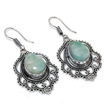 Green Amazonite Handmade Gemstone 925 Sterling Silver Jewelry Pendant Size 1.75''