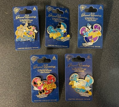 Set Of 5 Disney Grand Opening Shanghai Disney Resort Pins Donald Minnie Mickey