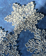 AB Clear GLITTER SNOWFLAKES Plastic 3.5" Christmas Ornaments Craft Lot of 6