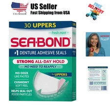 Secure Denture Adhesive Seals, Fresh Mint Uppers, Zinc-Free, All-Day-Hold, Me...
