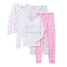 New Girls 4-10 Mattel Barbie Tops Bottoms 4-piece Pajama Set