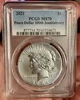 2021 PEACE DOLLAR 100TH ANNIVERSARY PCGS MS70 W/ORIGINAL PACKAGING+COA