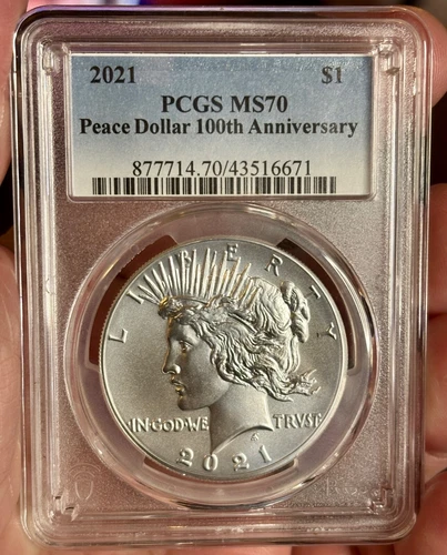 2021 PEACE DOLLAR 100TH ANNIVERSARY PCGS MS70 W/ORIGINAL PACKAGING+COA