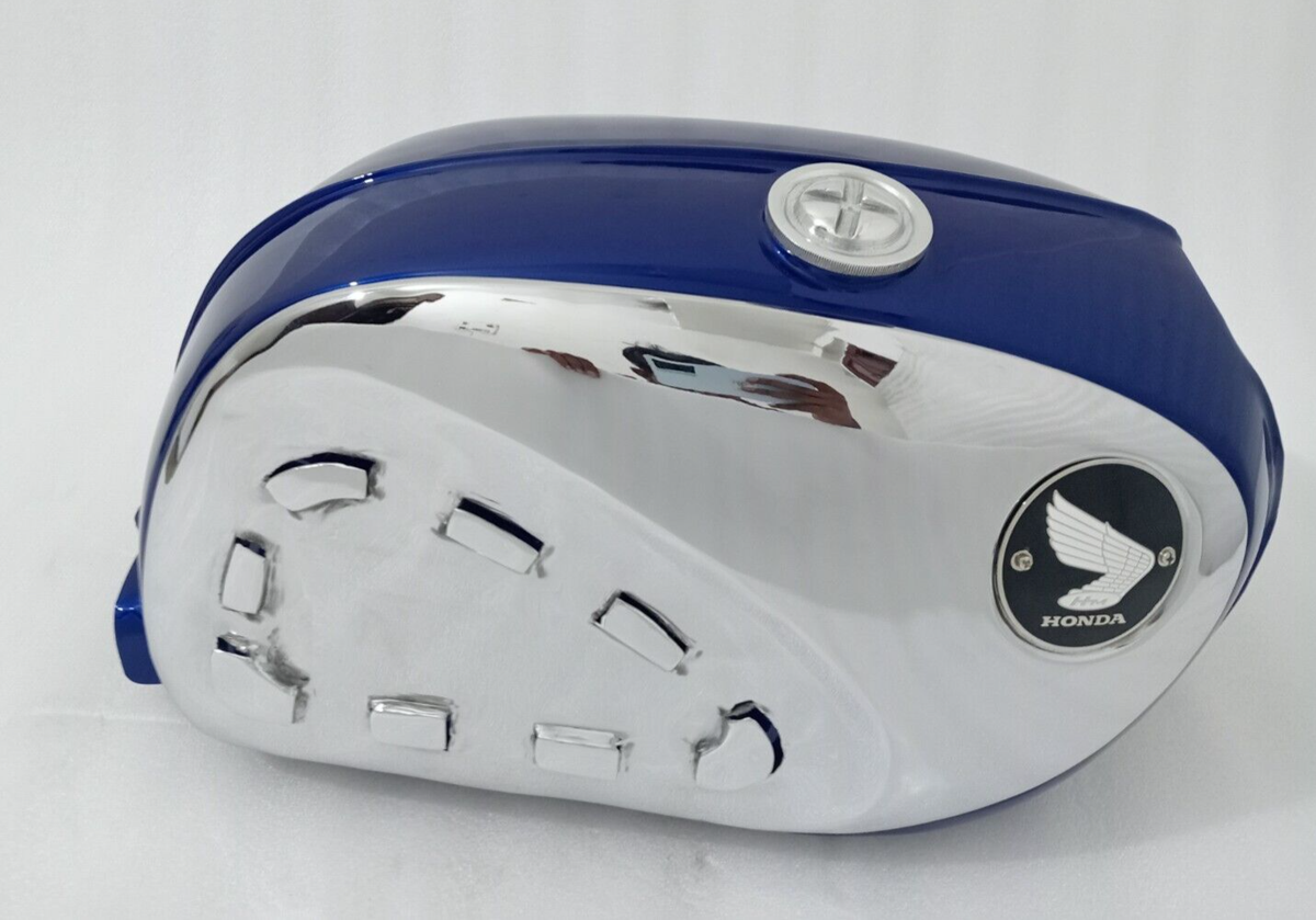Honda CB77 305 SUPERHAWK 61-68 STEEL BLUE FUEL TANK +CHROME SIDE