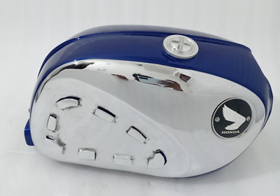 HONDA イーハートーブ ガソリンタンク シルバー/ブルー Honda CB77 305 SUPERHAWK 61-68 STEEL BLUE FUEL TANK +CHROME SIDE