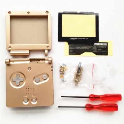 MARKENLOS Funda Carcasa Shell Case para Gameboy Advance GBA SP- Dorado Nueva Reemplazo Repuesto