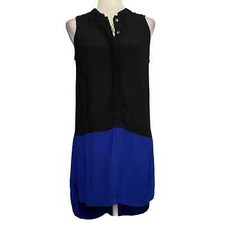 Madewell Black Blue Colorblock Sleeveless Shirt Dress XS