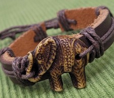 Elephant Bracelet Elephant Charm Bracelet Leather Bracelet Elephant Jewelry