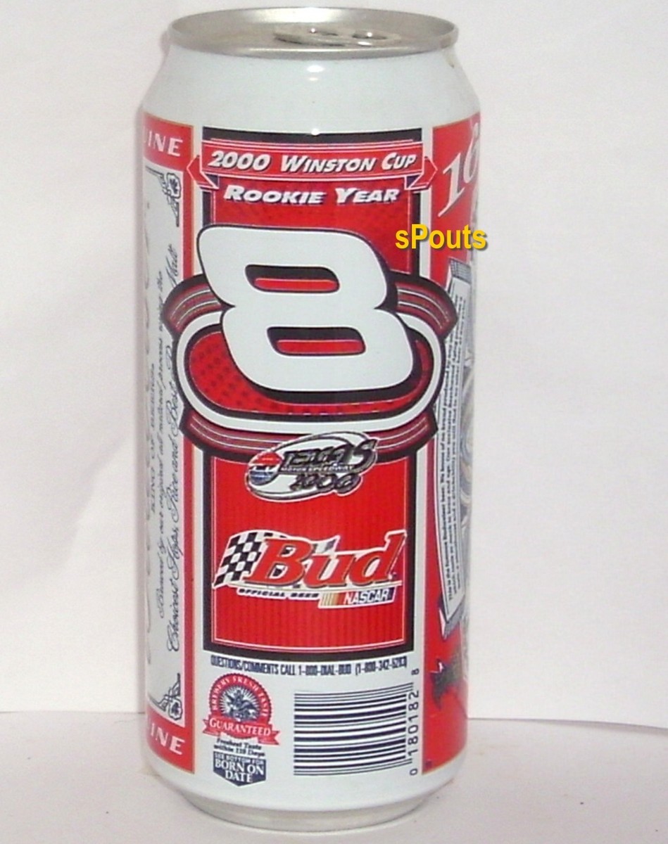 EMPTY PINT BEER CAN NASCAR BUD #8 DALE JR BUDWEISER TEXAS SPEEDWAY