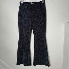 Urban Outfitters Flare Metallic Pullon Pants Size Large Silver Black Stretchy