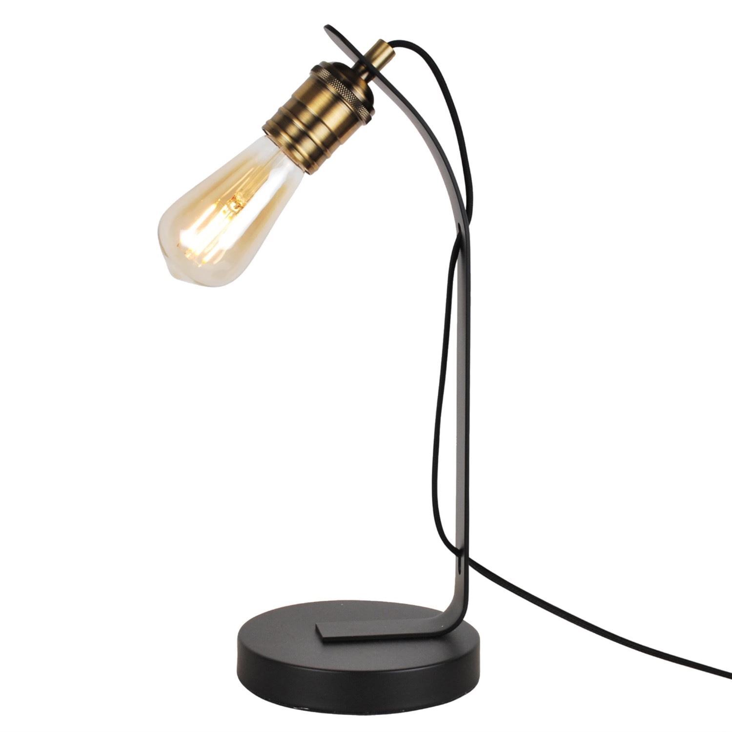 Set of 2 Matt Black Industrial Table Lamps Bedside Lights Desk Lamps