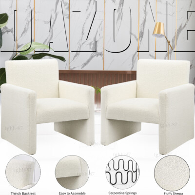 Sherpa Accent Chair White Fluffy Single Sofa Chair Comfy Armchair For Livingroom