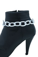 Women Western Fashion Silver Metal Chain Chunky Links Boot Bracelet Shoe Band