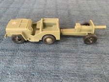 Vintage TIM-MEE Toy Plastic Green US Army Jeep Artillery Cannon Made in USA