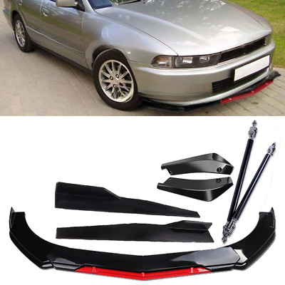 Front Bumper Lip Splitter Spoiler Body Kit + Side Skirt For Mitsubishi Galant