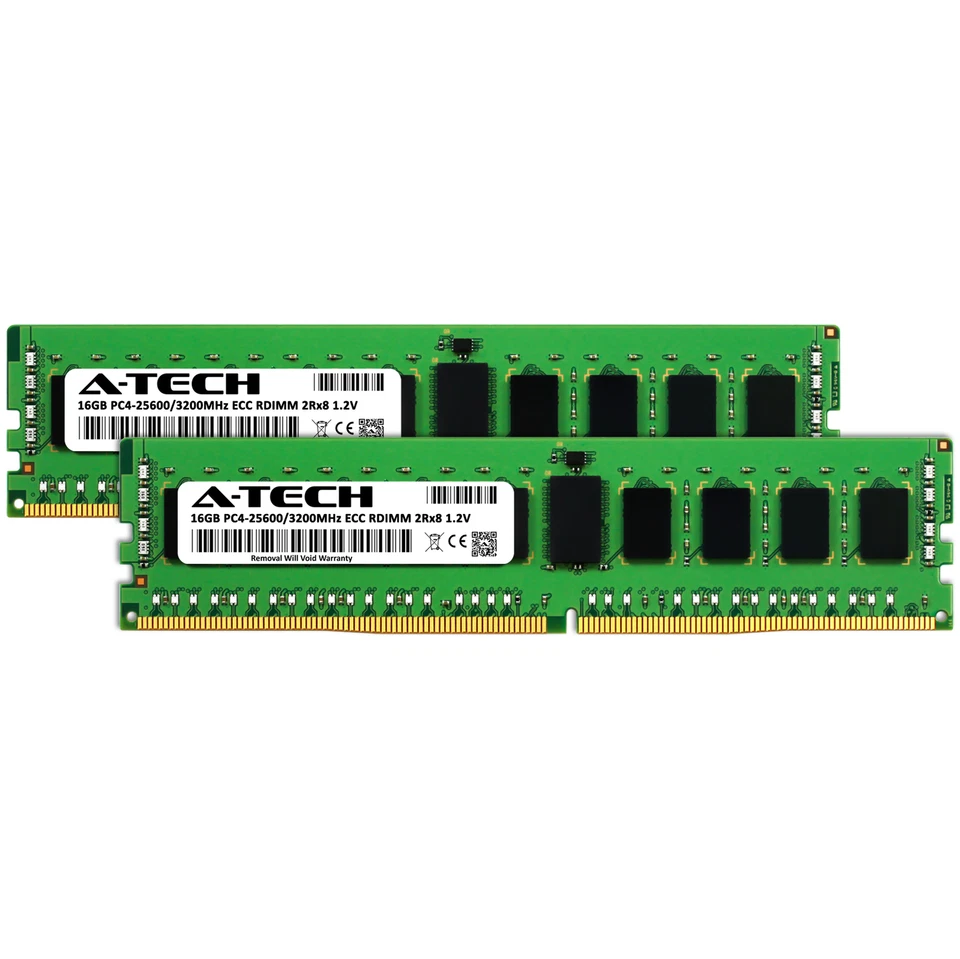 A-Tech 32GB 2x 16GB 2Rx8 PC4-25600R DDR4 3200MHz ECC REG RDIMM Server Memory RAM - Image 2 of 4