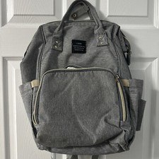 Backpack Diaper Bag LAND Brand Gray Multi Compartments Travel Canvas Baby.