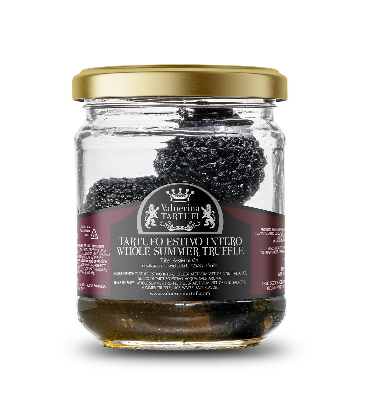 Tartufo Nero Estivo Intero Naturale Artigianale nel proprio succo Vasetto 200 g