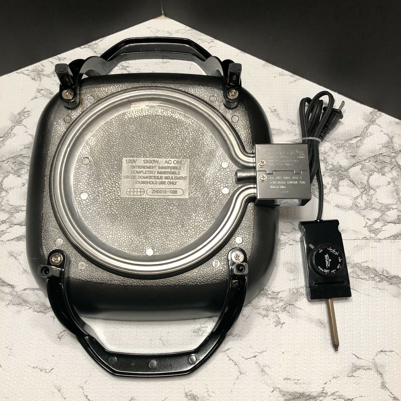 Vintage Rival Electric Skillet Frying Pan Roaster S12G 10x10 W/ Glass