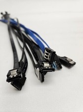   GREAT  LOT OF 10 SATA 20" CABLES FLAT CONNECTORS LOCKING TABS BLK  BLUE  