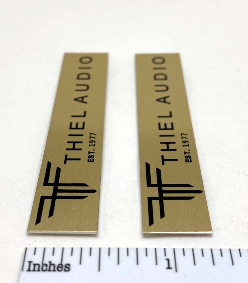 THIEL Audio Speaker Badge Custom Aluminum Pair  Satin Gold 