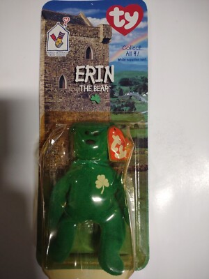Ty Beanie Baby Erin The Bear 1997 Retired PVC Pellets 4th Gen