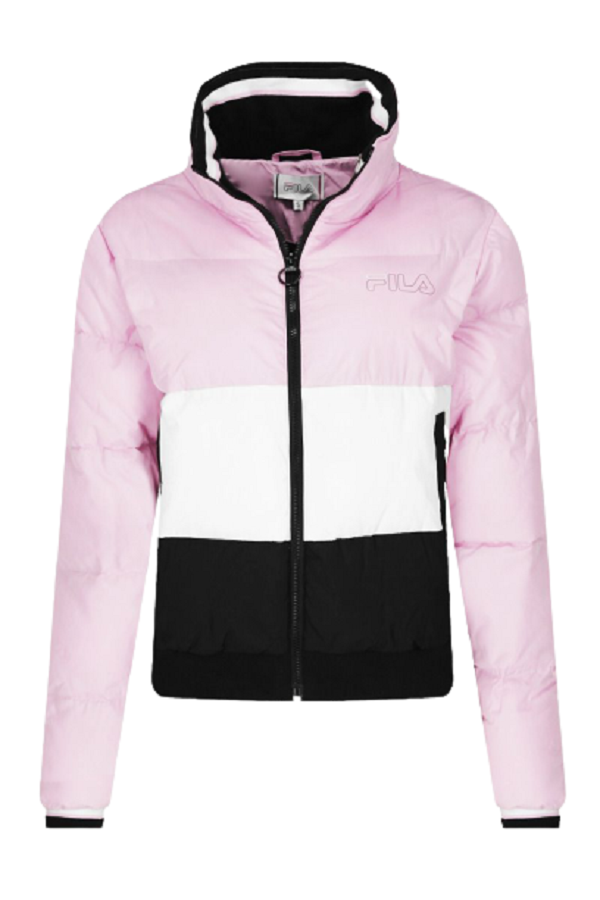 Fila PIUMINO Donna BOMBER CROPPED FULL ZIP ALFONSA Rosa Bubble Bianco Nero