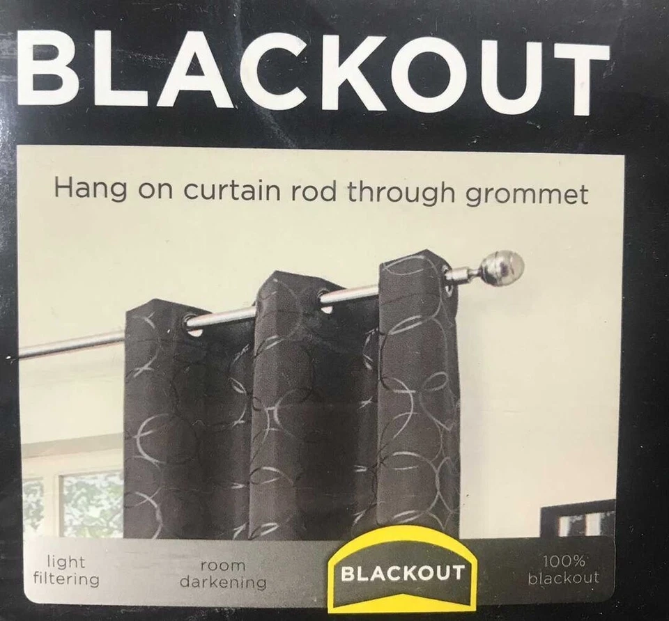 Eclipse Sphere Blackout One Grommet Window Curtain Panel, 42x95 meridian black - Image 2 of 3