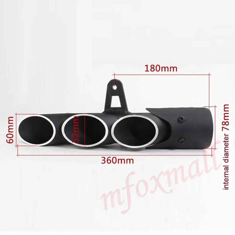 Universal Motorcycle Motorbike Three Outlet Tail Exhaust Pipe Muffler Accessory - Image 2 of 4